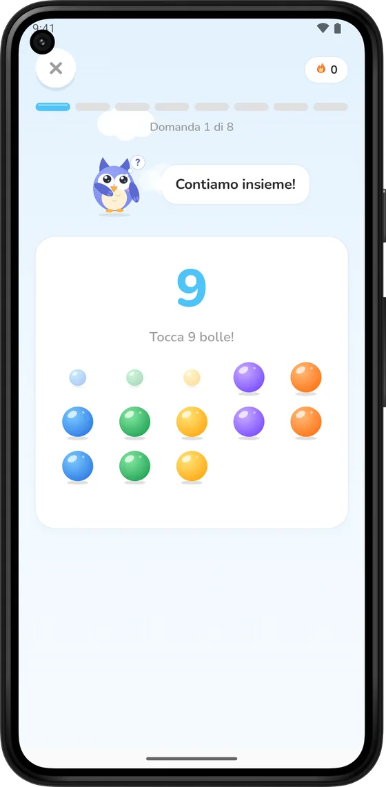 Conteggio di bolle colorate in Math Learner